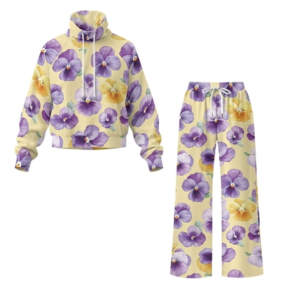 Forchrinse Womens Light Two Piece Sets High Neck Sweat Suit Basic ...