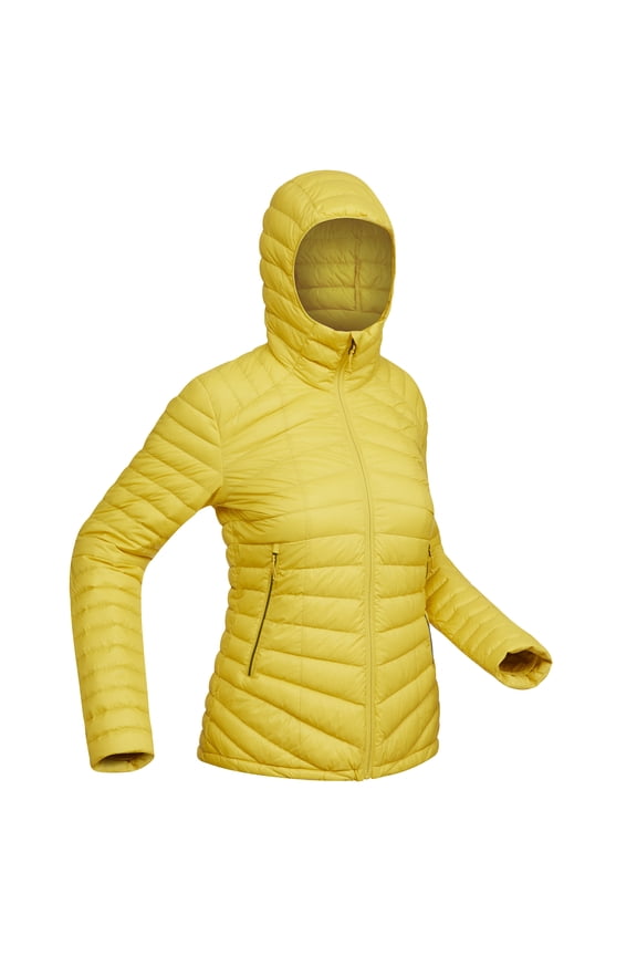 Forclaz Trek 100, 23°F Real Down Packable Puffer Backpacking Jacket, Women's, Yellow, Large