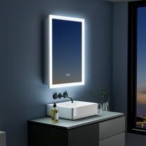 Forclover 24" x 32" LED Lighted Medicine Cabinet with Mirror, Bathroom Wall Cabinet w/ Defogger, Dimmable, Memory function, Outlets & USB, Right Open Door