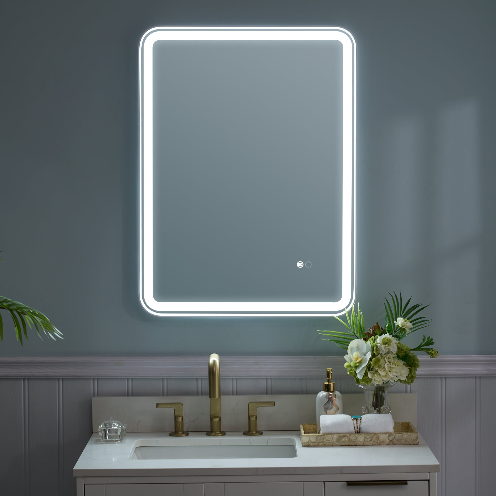24x32 Wall Mount Smart Mirror 24x32 Inch Lighted Bathroom Mirror With ...