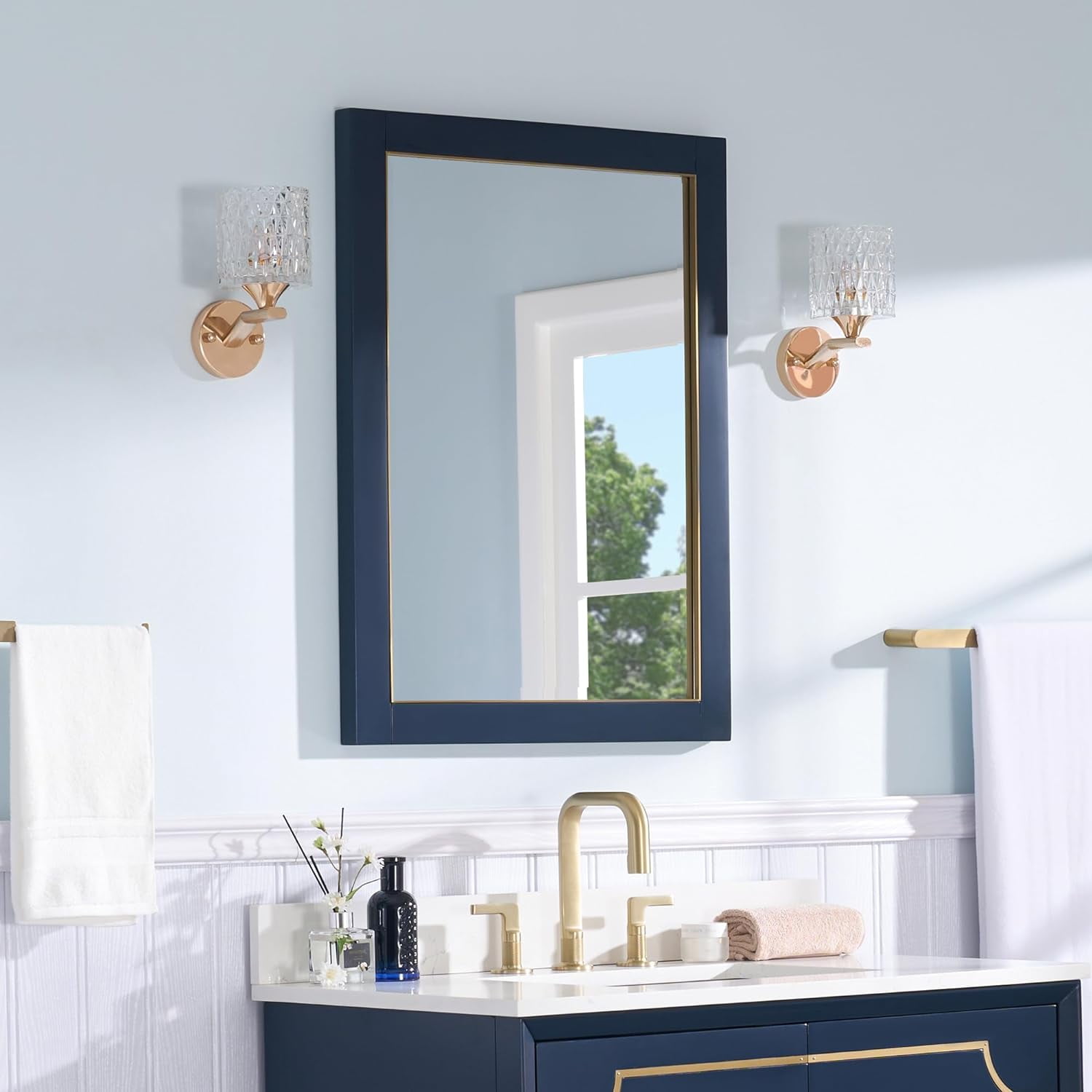 Forclover 24x 32 Inch Bathroom Vanity Mirror, Wood Framed Bathroom ...