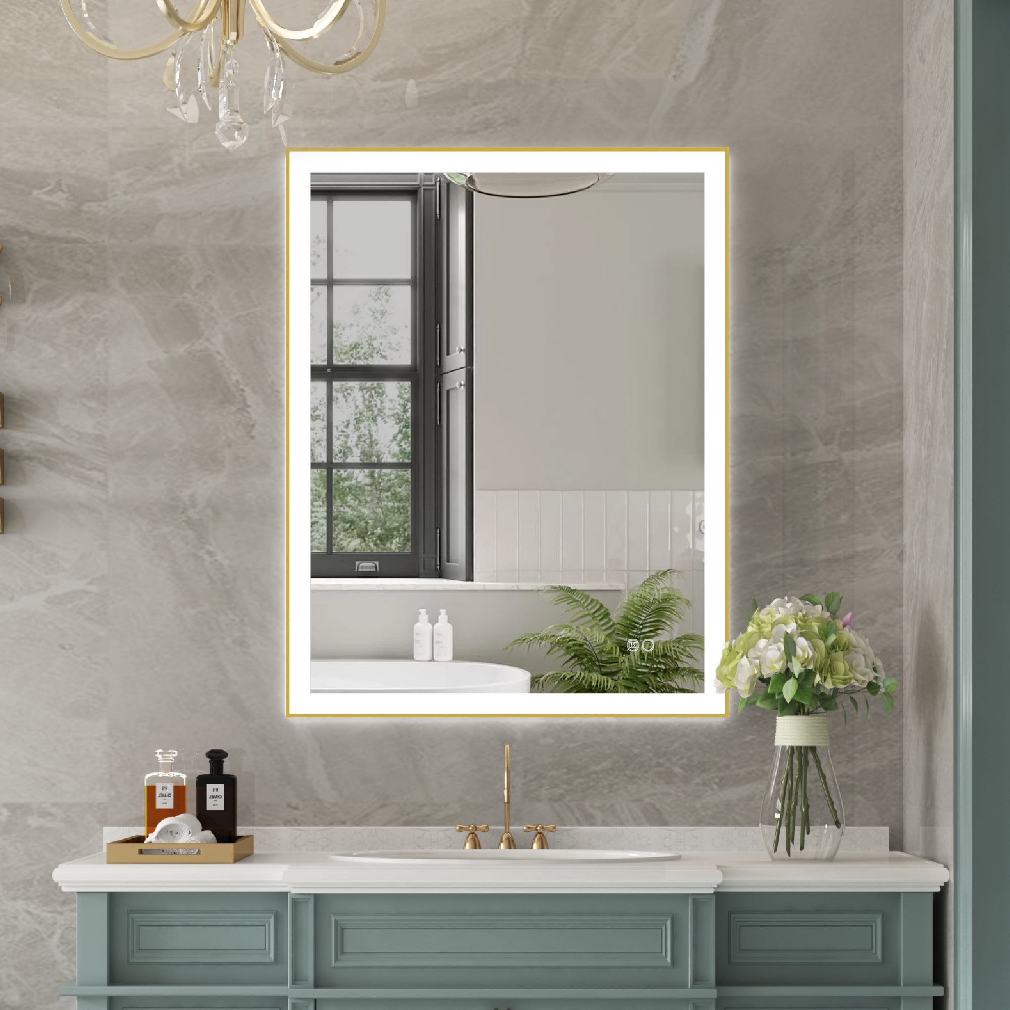 28x36 LED Bathroom Mirror With Touch Sensor, Anti-Fog, 3 Color Temperature Options