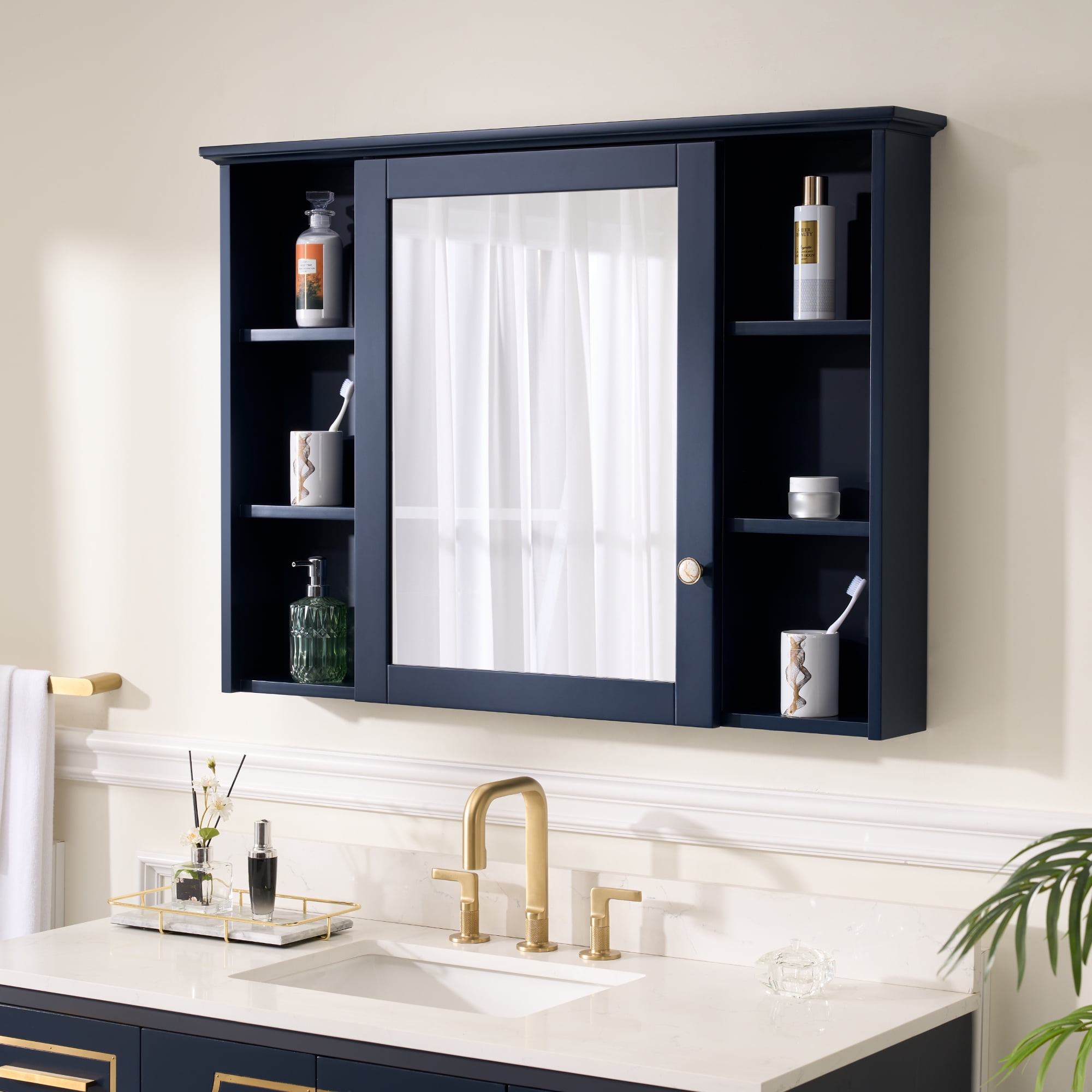 Forclover 42"x 30" Wall Mounted Mirrored Medicine for Bathroom