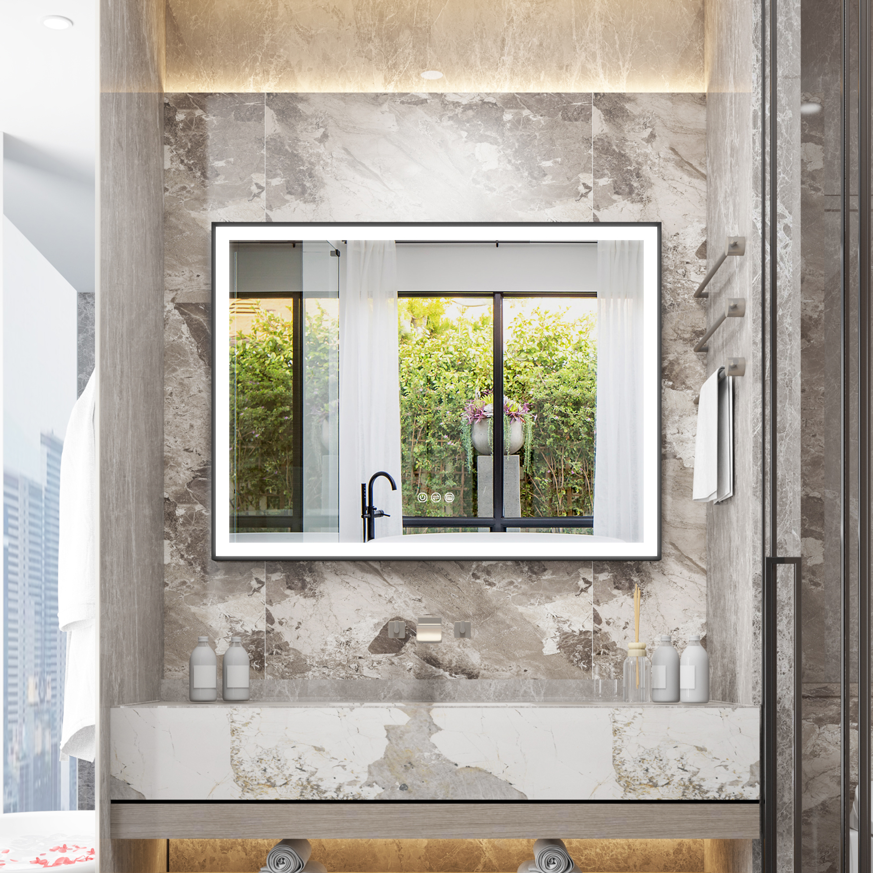 Forclover 48"x 36" LED Bathroom Mirror, LED Makeup Mirror for Bathroom ...