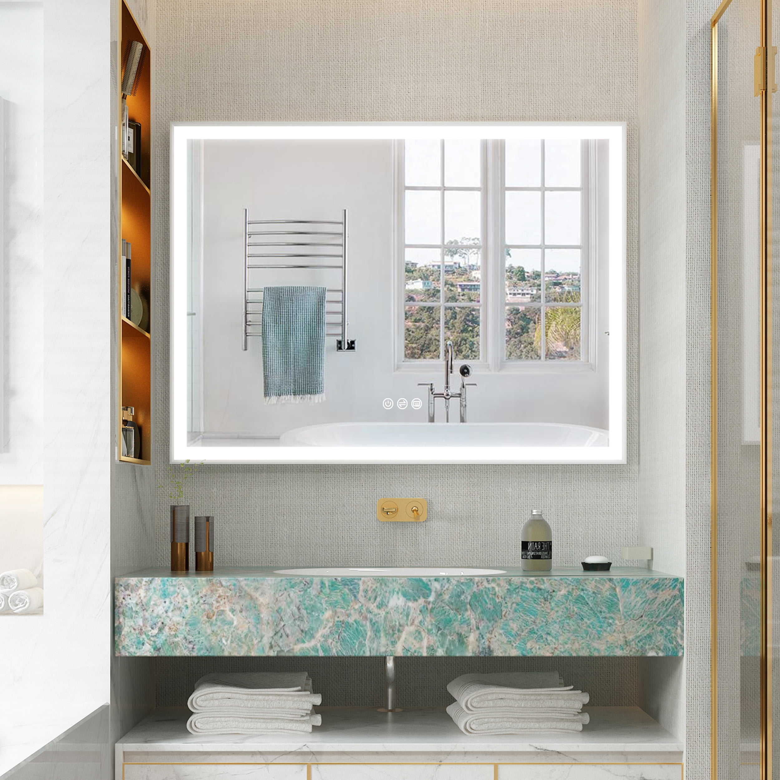 Forclover 48"x 36" LED Bathroom Mirror, LED Makeup Mirror for Bathroom ...