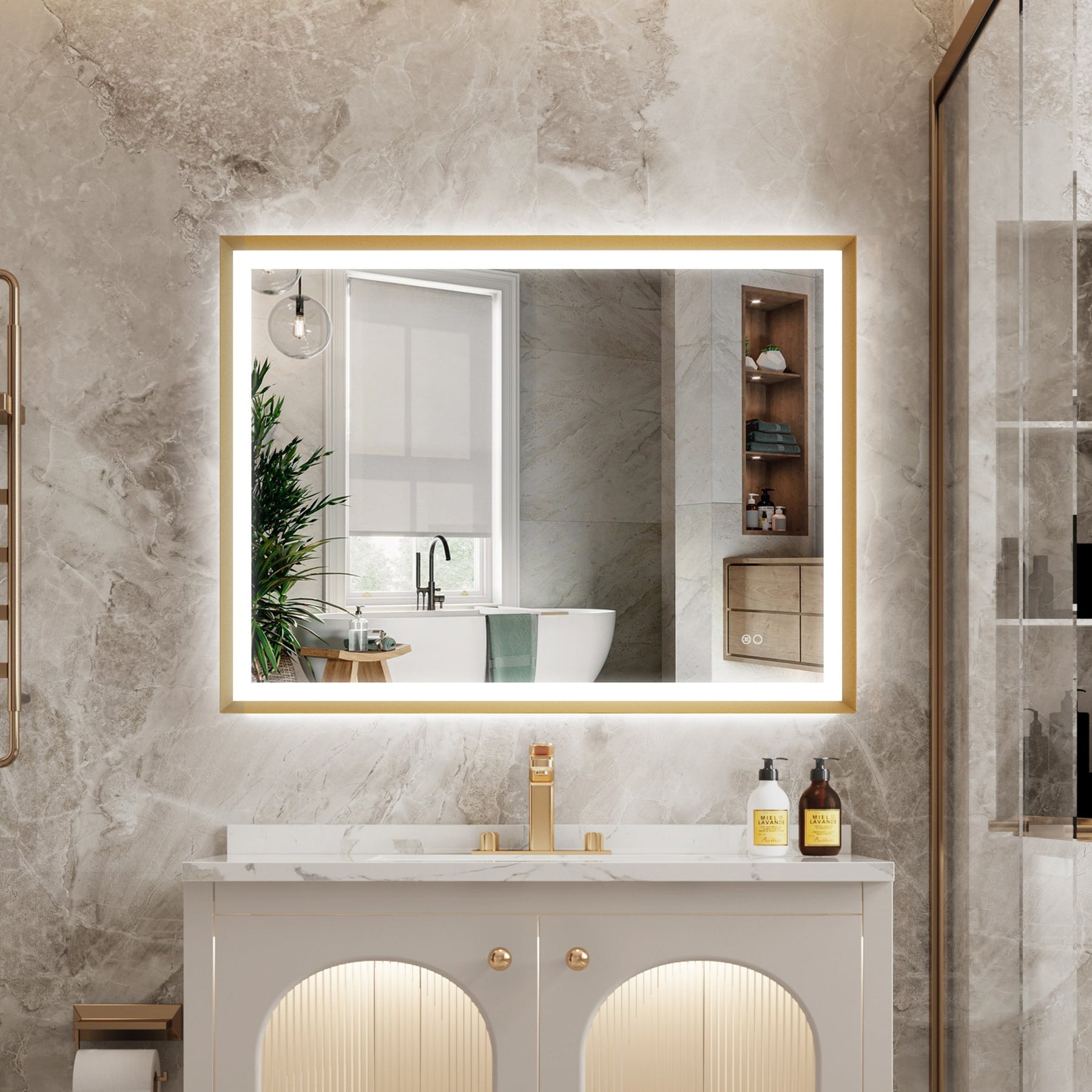 Forclover 40 x 32 inch LED Bathroom Mirror, Backlit and Front