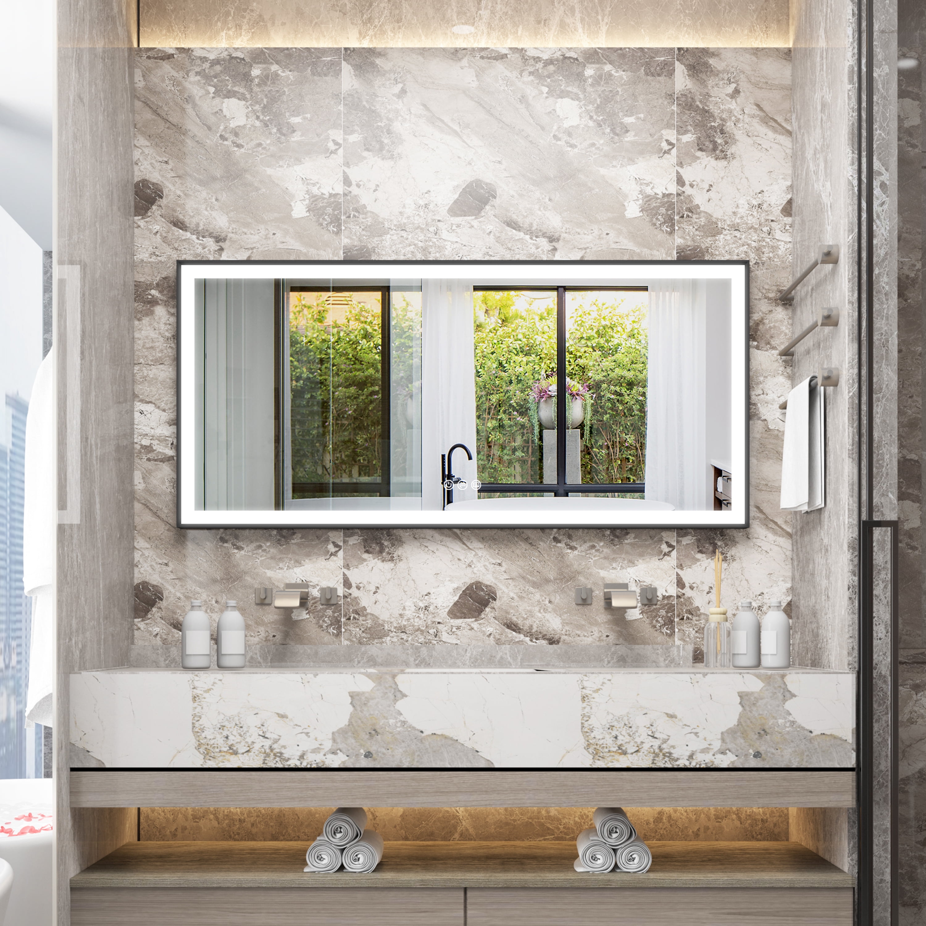 Forclover 60"x 28" LED Bathroom Mirror, LED Makeup Mirror for Bathroom ...