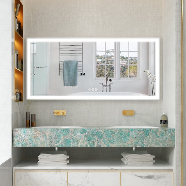 Forclover 60"x 28" LED Bathroom Mirror, LED Makeup Mirror for Bathroom ...