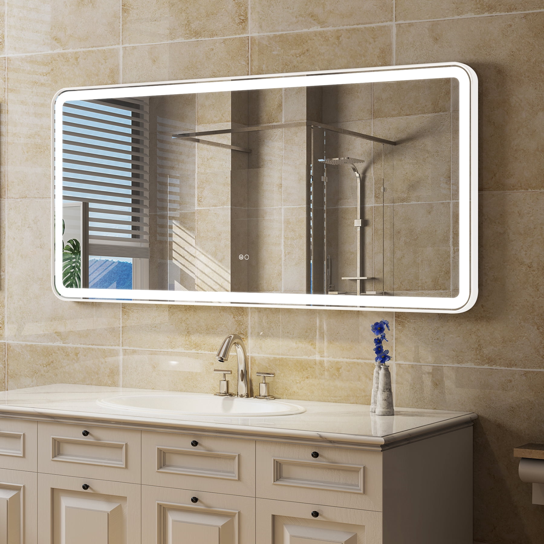 Forclover 60 x 28 inch LED Bathroom Mirror, LED Lighted Mirror for ...