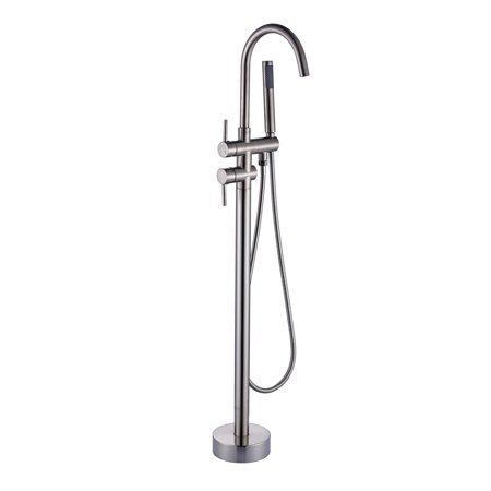 Forclover Freestanding Bathtub Faucet Bath Tub Filler Faucet with Hand Shower Floor Mount, Brushed Nickel