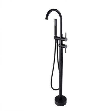 Forclover Freestanding Bathtub Faucet Bath Tub Filler Faucet with Hand Shower Floor Mount, Matte Black