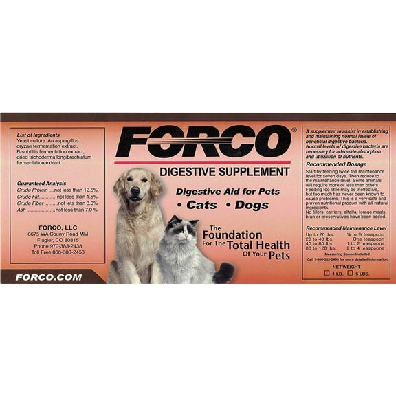 Forco Digestive Supplement, Dogs and Cats, 1LB