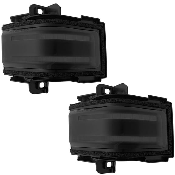 RECON - Fits Ford 17-22 Super Duty (F250, F350, F450) Smoked Side Mirror Lenses with LED White Running Lights, Spotlight, Scanning Amber Turn Signals - Smoked Lens