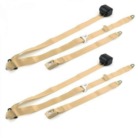 Ford 1933-1934 Model C Standard 3 Point Tan Retractable Bucket Seat Belt Kit - 2 Belts