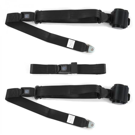 Ford 1941-1948 Standard 3 Point Black Retractable Bench Seat Belt Kit - 3 Belts