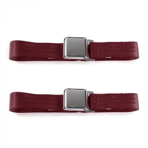 Ford 1949-1951 Airplane 2 Point Burgundy Lap Bucket Seat Belt Kit - 2 Belts