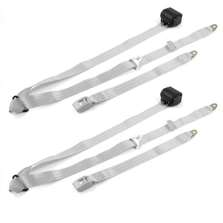 Ford 1949-1951 Standard 3 Point Gray & Grey Retractable Bucket Seat Belt Kit - 2 Belts