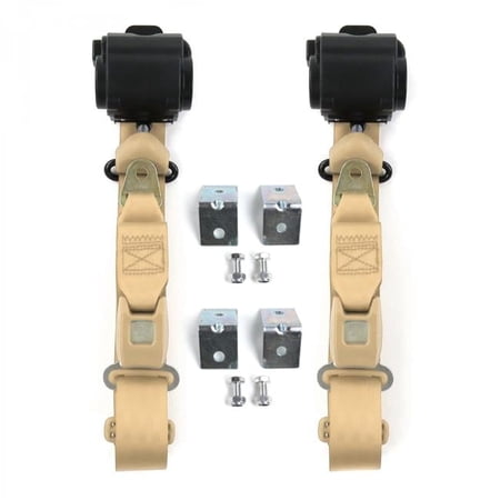 Ford 1949-1951 Standard 3 Point Tan Retractable Bucket Seat Belt Kit with Bracketry - 2 Belts