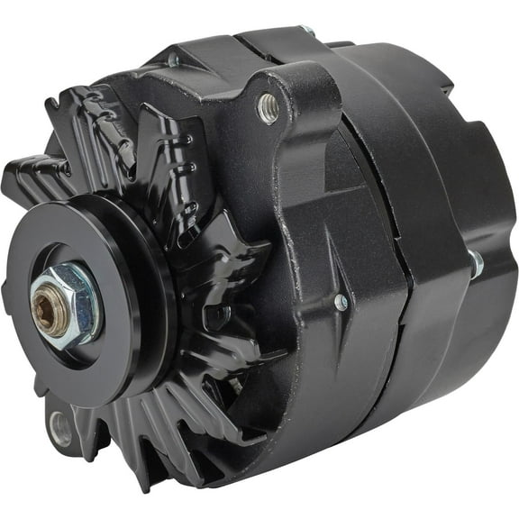 Ford 1G Style 110 Amp 1-Wire Alternator, Black: High-Amperage Output for Hot Rods, Muscle Cars, Reliable for AMC, Ford Big/Small Block, Inline, V6/V8 Engines, & More