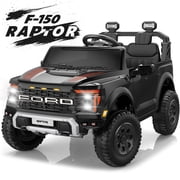 iYofe 24V 2 Seater Licensed Ford F-150 Raptor Powered Ride-On Truck with Remote & Safety Belt, Black