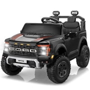 iYofe 24V 2 Seater Ford F150 Raptor Powered Ride on Toys Truck, Electric Ride on Cars with Remote Control for Kids, 4 Wheels Spring Suspension, Black