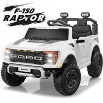 24V Ride on Cars 2 Seater for Kids, Ford F150 Raptor Battery Powered Ride on Toys Truck with Remote Control, 4 Wheels Spring Suspension, Electric Car for Kids Toddler 3-8 w/Bluetooth & Lights, White
