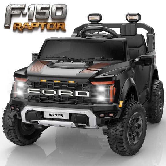 Ford F150 Raptor 2 Seater Ride on Toy Trucks for Kids, 24V Powered 2 Seat Ride on Cars with Remote Control/4 Wheelers/LED/Bluetooth/ Truck Bed Storage/Soft Start, Kids Electric Cars for Boys Girls