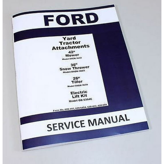 Ford 26" Tiller Yard Tractor Attachment Service Repair Manual Model 09Gn-3639