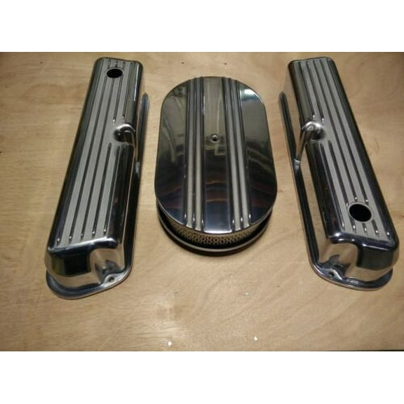 Ford 289 302 351W Raised Finned Aluminum Valve Covers Air Cleaner Kit