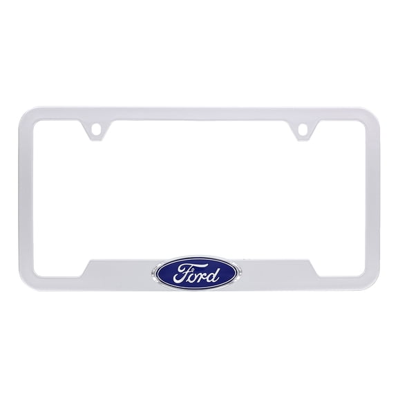 Ford 3D Badge Logo Silver ABS Plastic License Plate Frame Holder 2 Hole