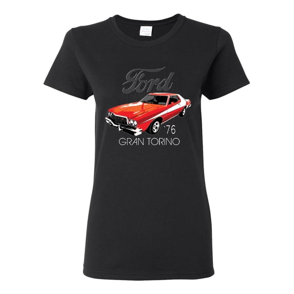 Ford '76 Gran Torino Vintage Car Cars and Trucks Womens Graphic T-Shirt, Black, X-Large