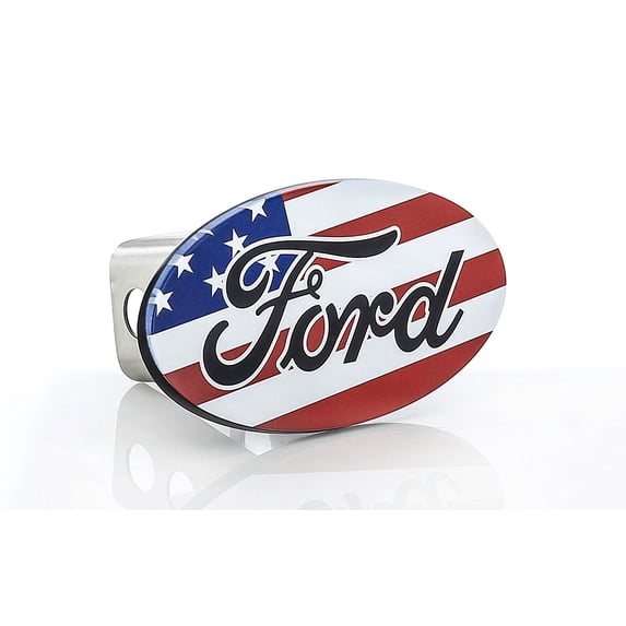 Ford American Flag Patriotic Red White Blue Trailer Hitch Cover
