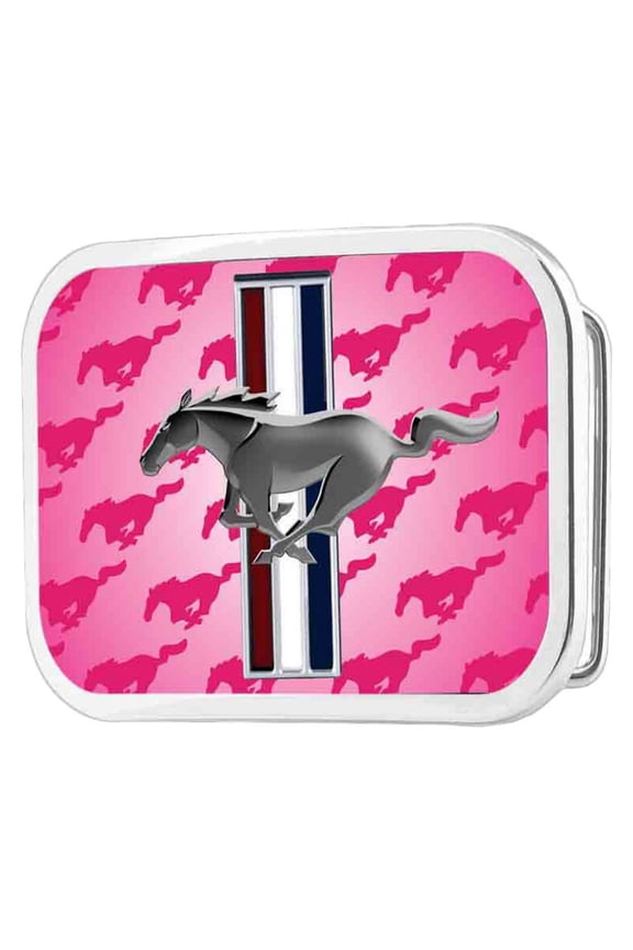 Ford Automobile Company Pink Back Mustang Logo Rockstar Belt Buckle