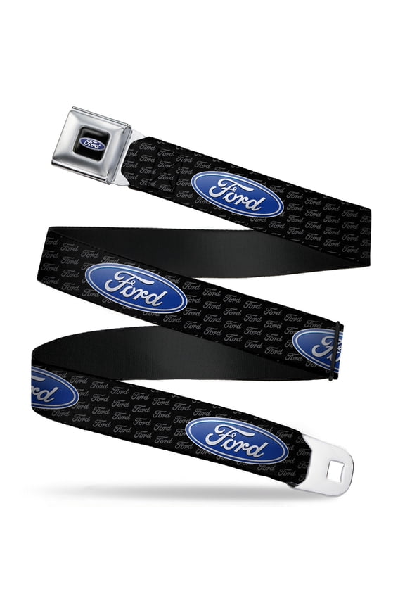 Ford Belt, Seatbelt Buckle Belt, Ford Oval Repeat Text, 30 to 44 Inches