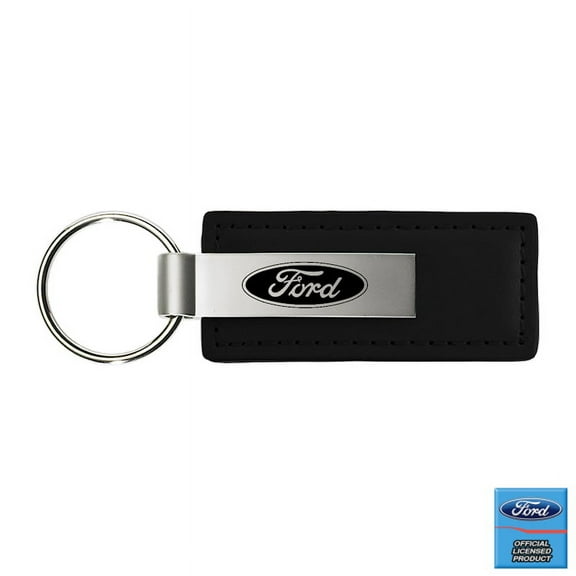 Ford Black Leather Key Fob Authentic Logo Key Chain Official Licensed
