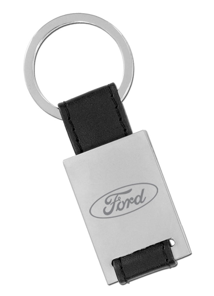Ford Black Leather Rectangle Key Chain Keychain Fob - Walmart.com