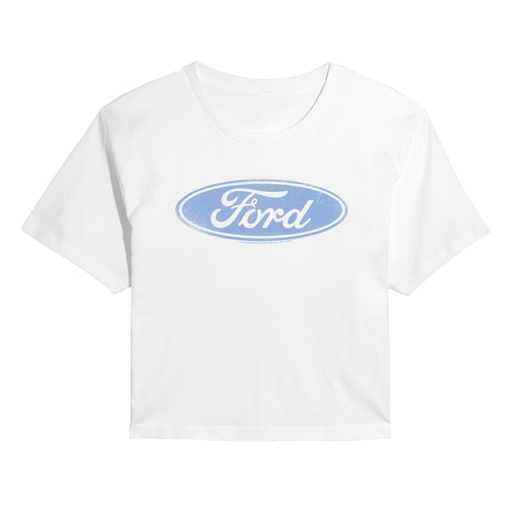Ford - Blue Ford Logo - Juniors Cropped Graphic T-Shirt