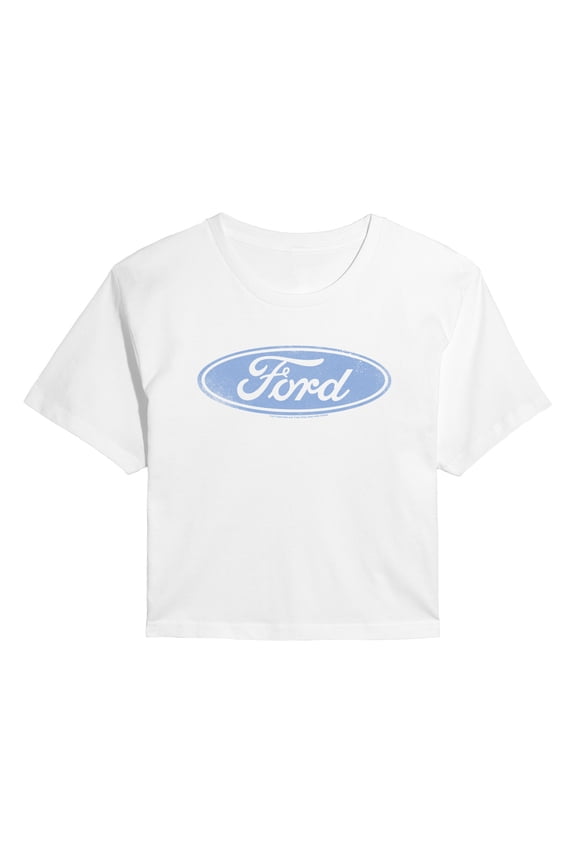 - Blue Ford Logo - Juniors Cropped Graphic T-Shirt