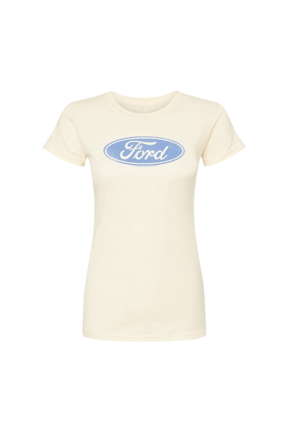 - Blue Ford Logo - Juniors Fitted Graphic T-Shirt