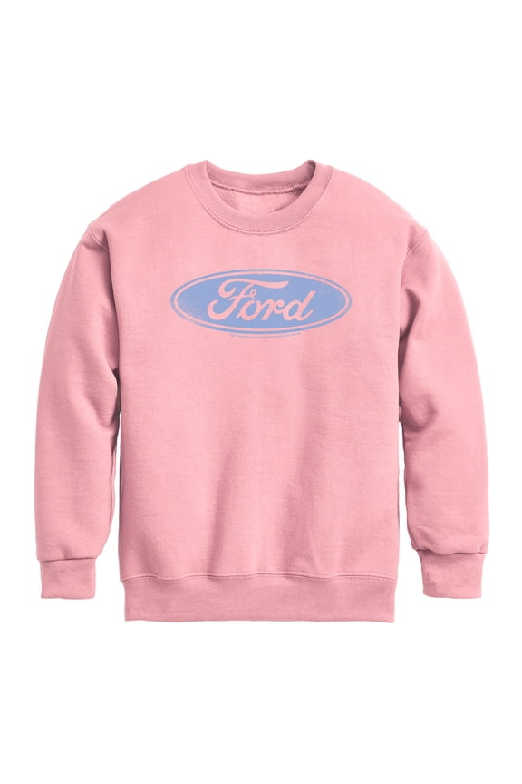 - Blue Ford Logo Tonal Washed - Youth Boys Crew Fleece Sweatshirt