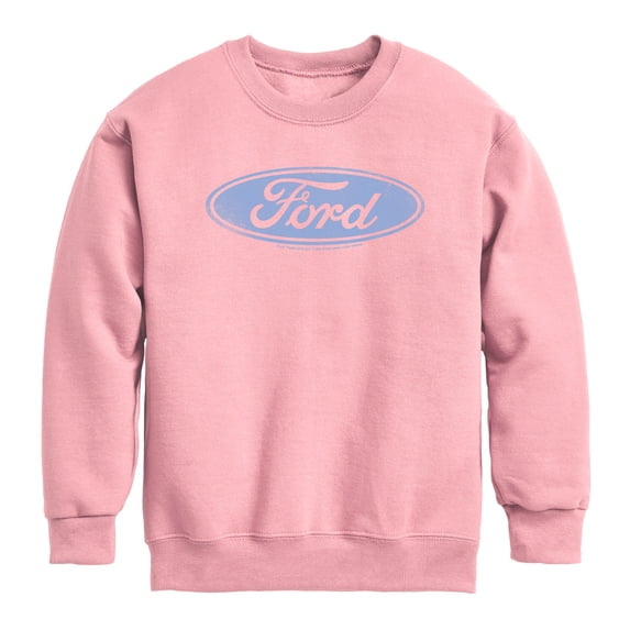 Ford - Blue Ford Logo Tonal Washed - Youth Boys Crew Fleece Sweatshirt