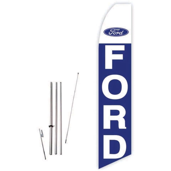 Ford Blue Super Novo Feather Flag - Complete with 15ft Pole Set and Ground Spike