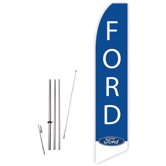 Ford Blue Super Novo Feather Flag - Complete with 15ft Pole Set and Ground Spike