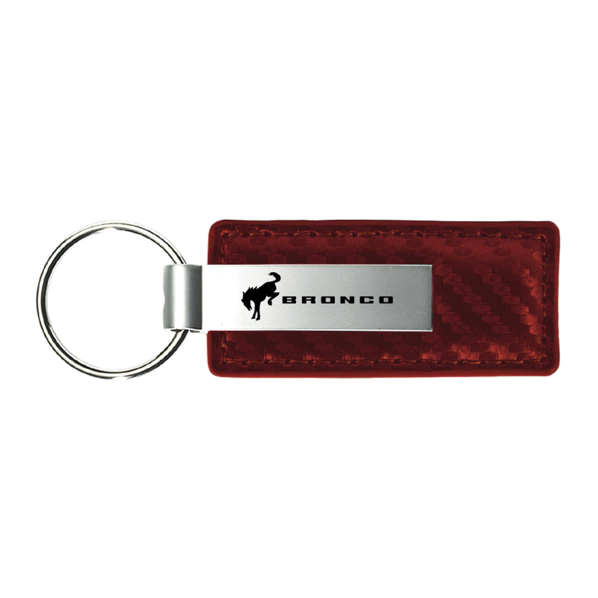 Ford Bronco 2020 Carbon Fiber Leather Key Chain (Burgundy)