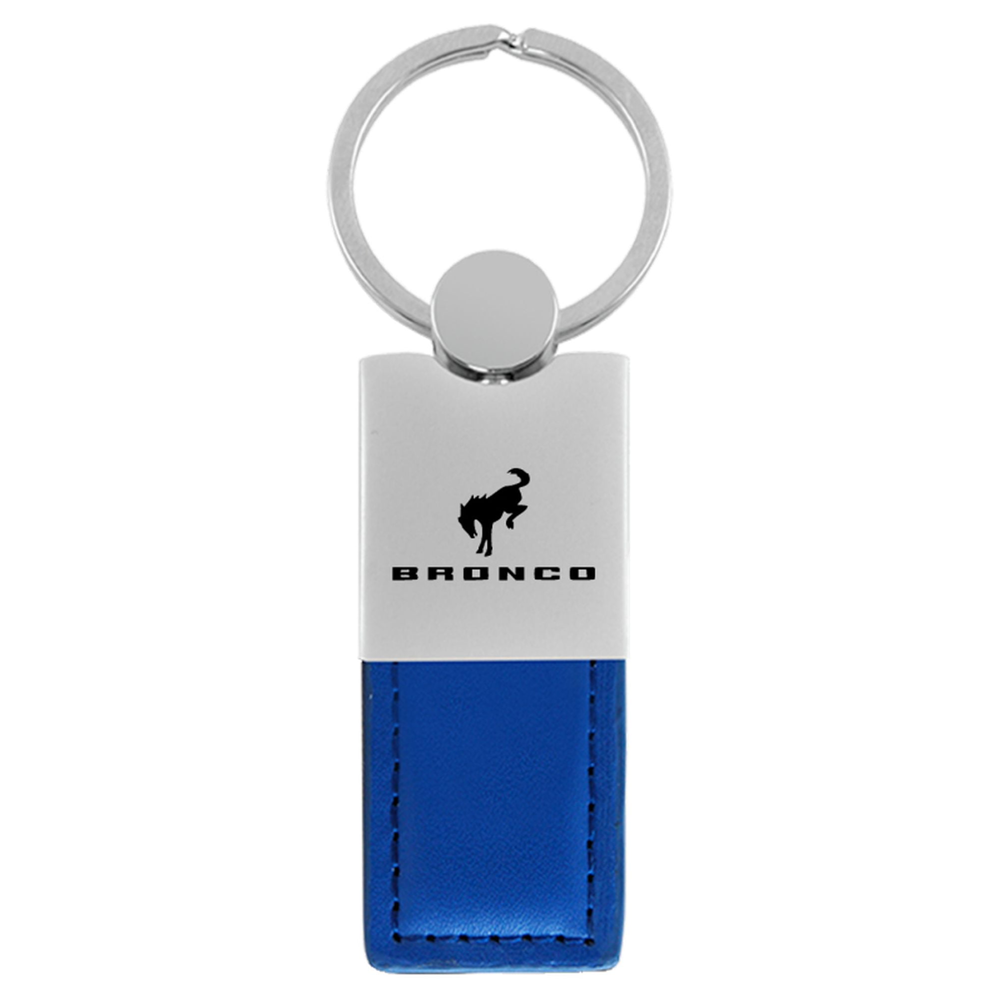 Ford Bronco 2020 Duo Rectangular Leather Key Chain (Blue)