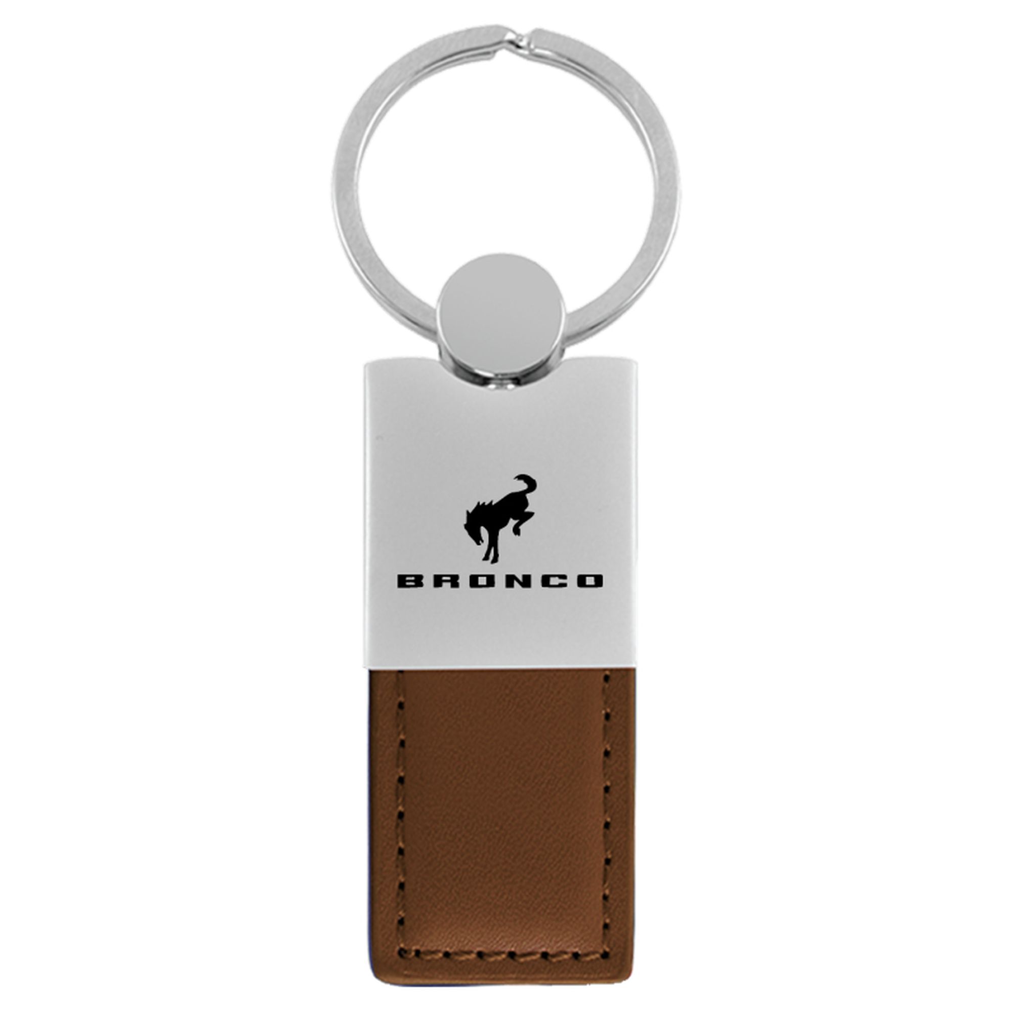 Ford Bronco 2020 Duo Rectangular Leather Key Chain (Brown)