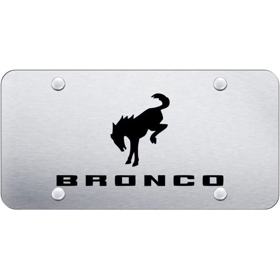 Ford Bronco 2020 Laser Etched Logo License Plate (Brushed Chrome)