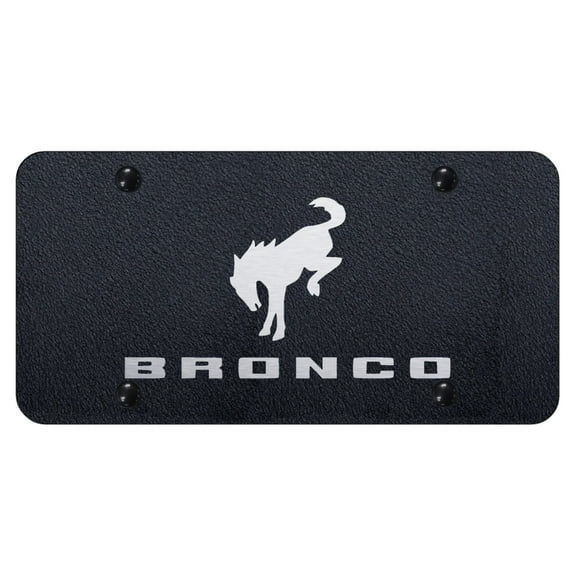 Ford Bronco 2020 Laser Etched Logo License Plate (Rugged Black)