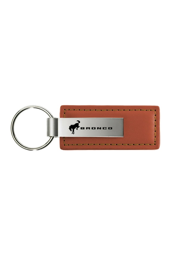 Ford Bronco 2020 Rectangular Leather Key chain (Brown)