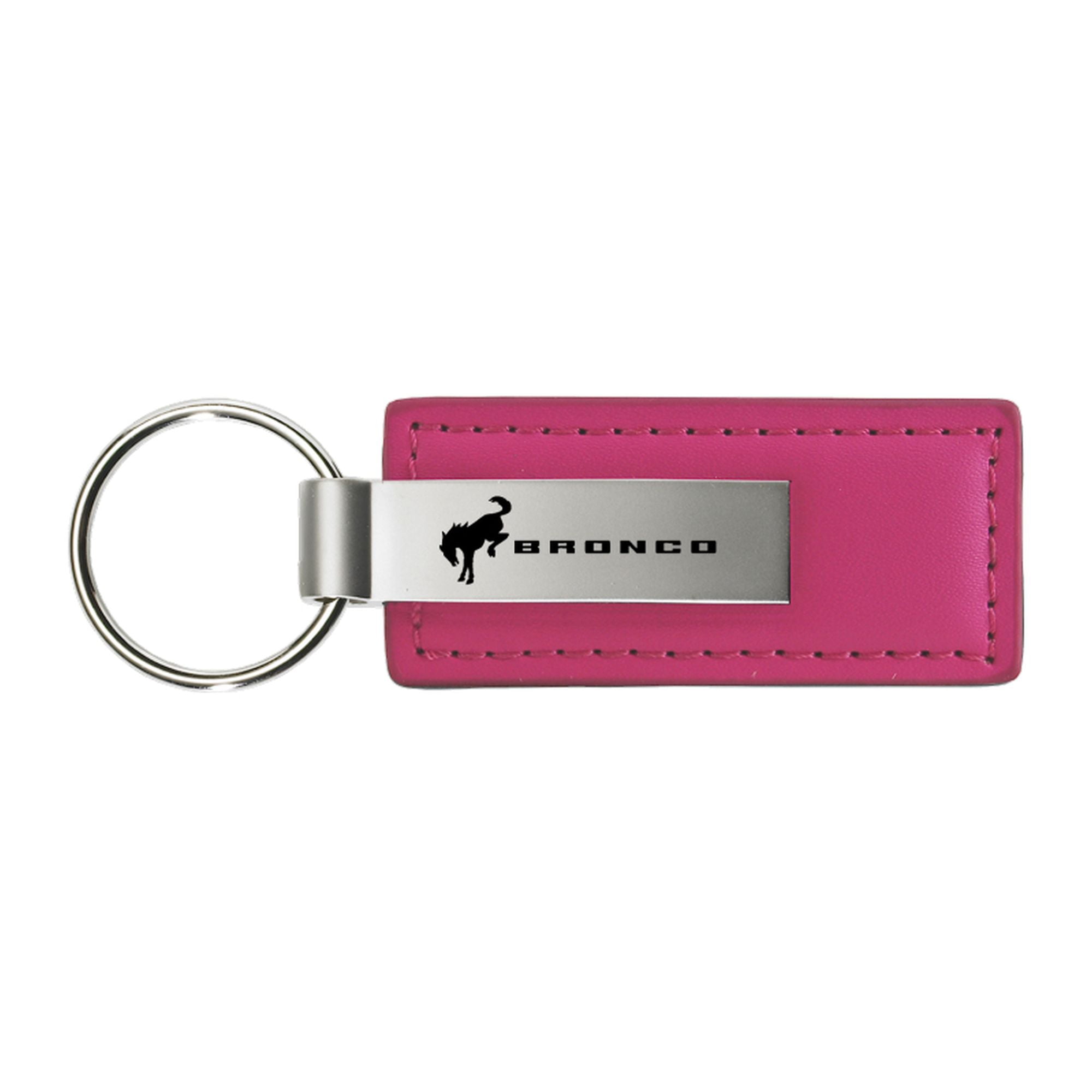 Ford Bronco 2020 Rectangular Leather Key chain (Pink)